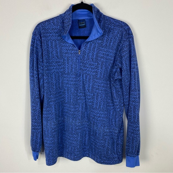 Patagonia Blue Vintage Capilene Quarter Zip Fleece Pullover Base Layer - Picture 1 of 3